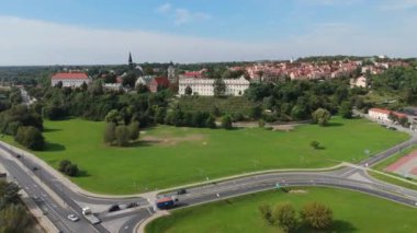 Güzel manzara John Paul Meydanı Sandomierz Hava Manzarası Polonya. Yüksek kalite 4k görüntü