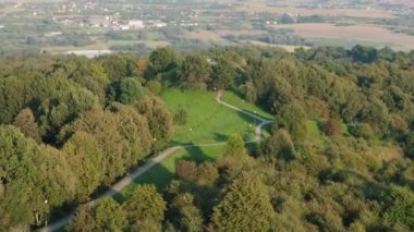 Güzel manzara Tatar Tepesi Przemysl Hava Görüntüsü Polonya. Yüksek kalite 4k görüntü