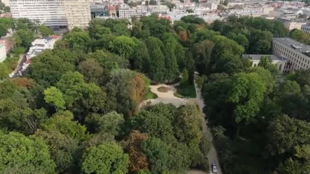 Gyönyörű Saski Garden Downtown Lublin Aerial View Lengyelország Kiváló Minőségű — Stock videók