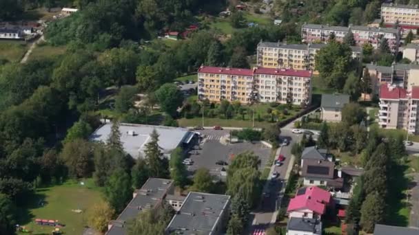 Schöne Landschaft Siedlung Przemysl Luftaufnahme Polen Hochwertiges Filmmaterial — Stockvideo