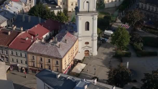Piękne Muzeum Wieży Fontannowej Przemysl Aerial View Poland Wysokiej Jakości — Wideo stockowe