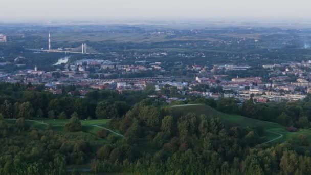 Piękny Krajobraz Tatar Mound Hill Przemysl Aerial View Poland Wysokiej — Wideo stockowe