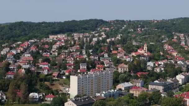 Schöne Hill Housing Estate Przemysl Luftaufnahme Polen Hochwertiges Filmmaterial — Stockvideo