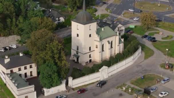Beautiful Church Lublin Aerial View Poland High Quality Footage — Stock Video