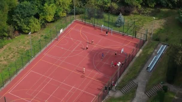 Beautiful Playfield High School Sandomierz Aerial View Poland High Quality — Stock Video