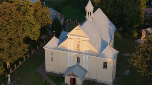 Beautiful Church Narol Aerial View Poland High Quality Footage — Stock Video