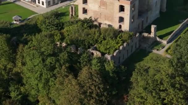 Ruinerna Klostret Zagorz Bieszczady Antenn View Poland Högkvalitativ Film — Stockvideo