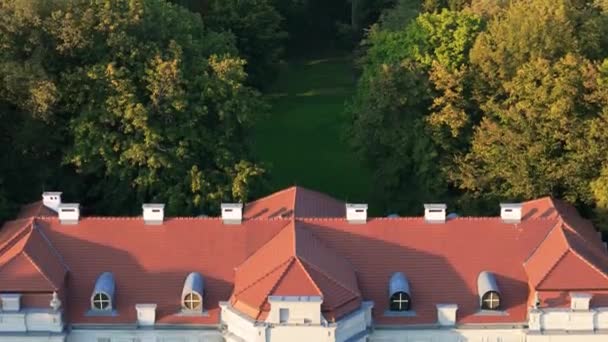 Smukke Landskab Skov Palace Narol Aerial View Polen Høj Kvalitet – Stock-video