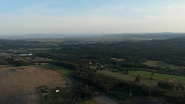 Güzel Peyzaj Dağları Przemysl Hava Görüntüsü Polonya Yüksek Kalite Görüntü — Stok video