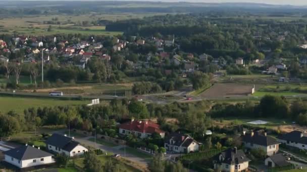 Beautiful Panorama Roundabout Krasnystaw Aerial View Poland High Quality Footage — Stock Video