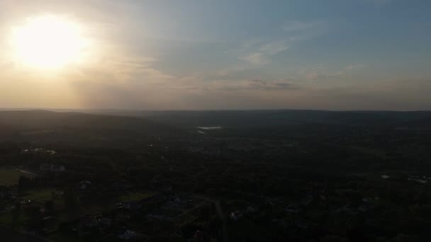 Prachtige Landschap Zonsondergang Bergen Przemysl Luchtfoto View Polen Hoge Kwaliteit — Stockvideo