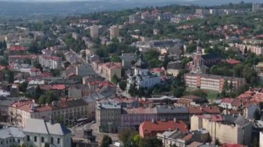 Güzel Peyzaj Kilisesi Przemysl Hava Manzarası Polonya. Yüksek kalite 4k görüntü