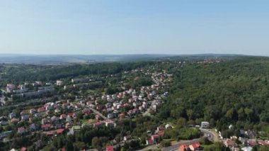 Güzel Peyzaj Tepesi Dağı Przemysl Hava Manzarası Polonya. Yüksek kalite 4k görüntü