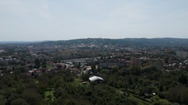 Güzel Panorama Dağları Przemysl Hava Manzarası Polonya. Yüksek kalite 4k görüntü