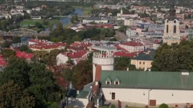 Güzel Kale Bayrakları Przemysl Hava Görüntüsü Polonya. Yüksek kalite 4k görüntü