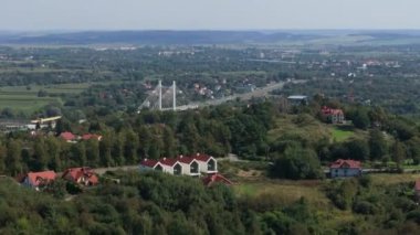 Güzel Peyzaj Köprüsü Przemysl Hava Manzaralı Polonya. Yüksek kalite 4k görüntü