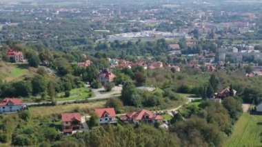 Güzel Panorama Tepesi Gözlem Güvertesi Przemysl Hava Görünümü Polonya. Yüksek kalite 4k görüntü