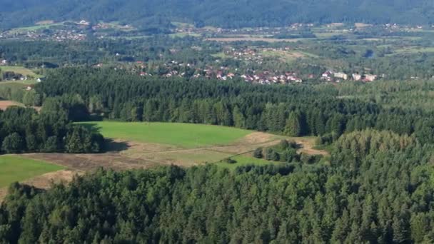 Prachtige Landschapsgebergte Bieszczady Zagorz Luchtfoto View Polen Hoge Kwaliteit Beeldmateriaal — Stockvideo