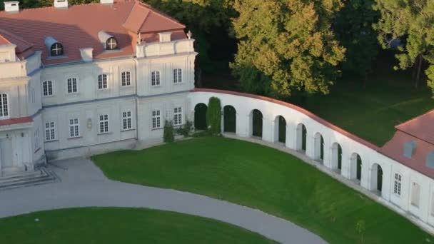 Schöner Palast Narol Luftaufnahme Polen Hochwertiges Filmmaterial — Stockvideo