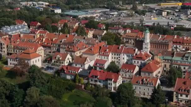 Bela Paisagem Cidade Velha Sandomierz Vista Aérea Polônia Imagens Alta — Vídeo de Stock