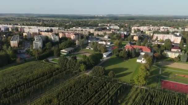 Beautiful Landscape High School Krasnystaw Aerial View Poland High Quality — Stock Video