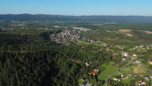 Piękne Góry Krajobrazowe Bieszczady Zagorz Aerial View Poland Wysokiej Jakości — Wideo stockowe