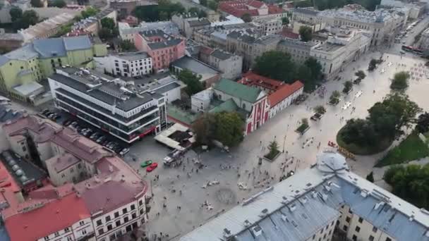 Όμορφη Πλατεία Litewski Downtown Lublin Aerial View Πολωνία Υψηλής Ποιότητας — Αρχείο Βίντεο