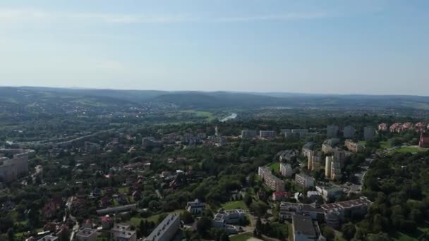 Piękny Krajobraz River Hill Przemysl Widok Lotu Ptaka Polska Wysokiej — Wideo stockowe