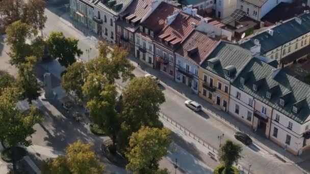 Prachtige Huurwoningen Marktplein Krasnystaw Luchtfoto View Polen Hoge Kwaliteit Beeldmateriaal — Stockvideo