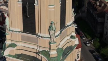 Güzel Katedral Kulesi Przemysl Hava Görüntüsü Polonya. Yüksek kalite 4k görüntü