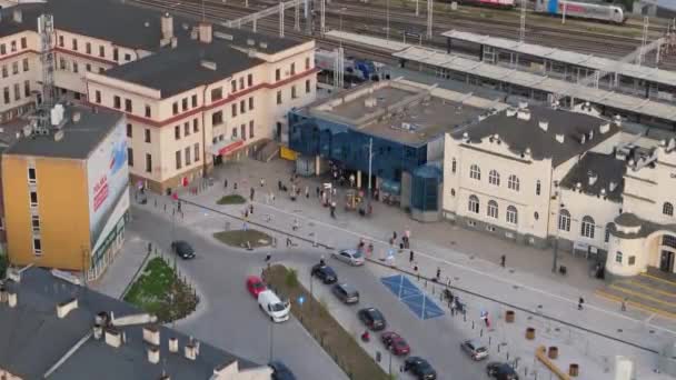 Güzel Peyzaj Tren Stasyonu Lublin Hava Manzarası Polonya Yüksek Kalite — Stok video