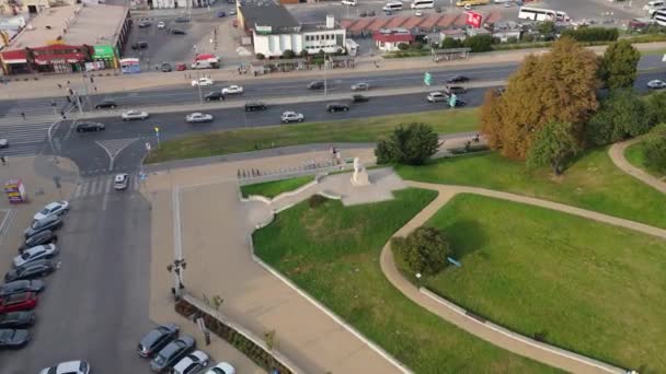 美丽的雕像城堡广场 波兰的空中景观 高质量的4K镜头 — 图库视频影像