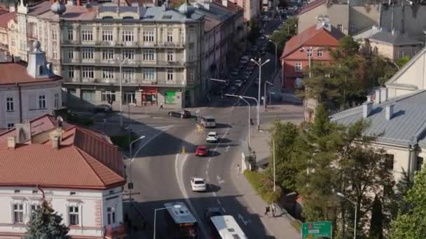 Constitution Square Street Przemysl Aerial View Poland Wysokiej Jakości Materiał — Wideo stockowe