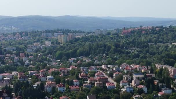 Prachtige Landschap Hill Mountain Housing Estate Przemysl Aerial View Polen — Stockvideo