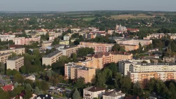 Beautiful Landscape Housing Estate Church Krasnystaw Aerial View Poland High — Stock Video