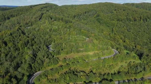 Красивый Serpentine Road Гора Бещады Санок Воздушный Вид Польши Высококачественные — стоковое видео