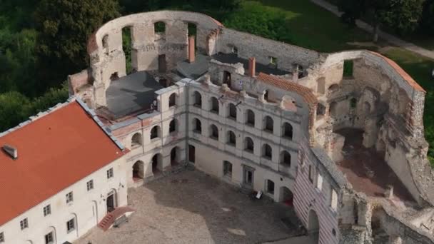 Piękny Zamek Janowiec Aerial View Poland Wysokiej Jakości Materiał — Wideo stockowe