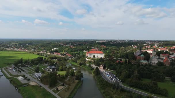 Bela Paisagem Castelo Real Sandomierz Vista Aérea Polónia Imagens Alta — Vídeo de Stock