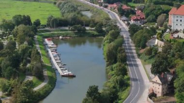 Eski Port Sandomierz Hava Manzarası Polonya. Yüksek kalite 4k görüntü