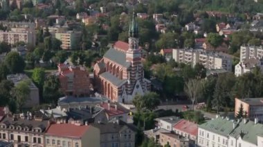 Güzel Peyzaj Kilisesi Przemysl Hava Görüntüsü Polonya. Yüksek kalite 4k görüntü