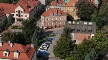 Güzel Sandomierz Kasabası Hava Manzarası Polonya. Yüksek kalite 4k görüntü