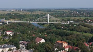 Güzel Peyzaj Köprüsü Przemysl Hava Manzaralı Polonya. Yüksek kalite 4k görüntü