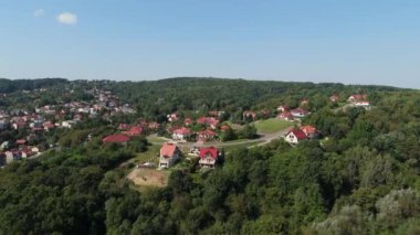 Güzel Panorama Dağı Tepesi Przemysl Hava Manzaralı Polonya. Yüksek kalite 4k görüntü