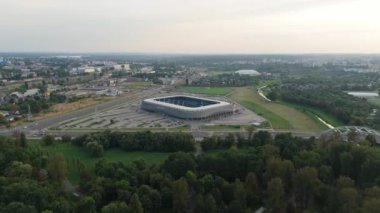 Güzel Panorama Arena Lublin Stadyumu Hava Manzaralı Polonya. Yüksek kalite 4k görüntü