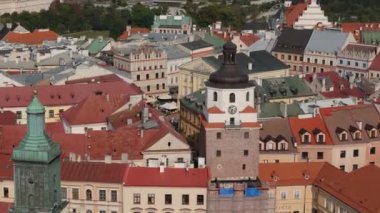 Güzel Kule Kapısı Eski Şehir Lublin Hava Görüntüsü Polonya. Yüksek kalite 4k görüntü