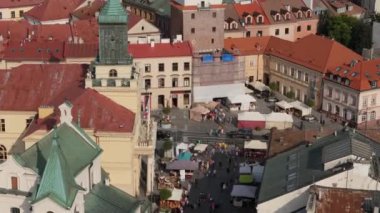 Güzel kapı Eski Şehir Lublin Hava Manzarası Polonya. Yüksek kalite 4k görüntü