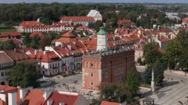 Güzel Eski Kent Market Meydanı Sandomierz Hava Manzarası Polonya. Yüksek kalite 4k görüntü