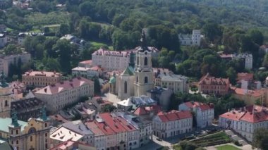 Güzel Peyzaj Bazilikası Przemysl Hava Görüntüsü Polonya. Yüksek kalite 4k görüntü