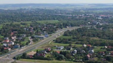 Güzel Panorama Yolu Przemysl Hava Manzaralı Polonya. Yüksek kalite 4k görüntü