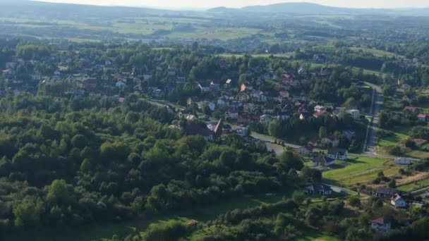 Belle Montagne Paesaggistiche Bieszczady Zagorz Vista Aerea Polonia Filmati Alta — Video Stock